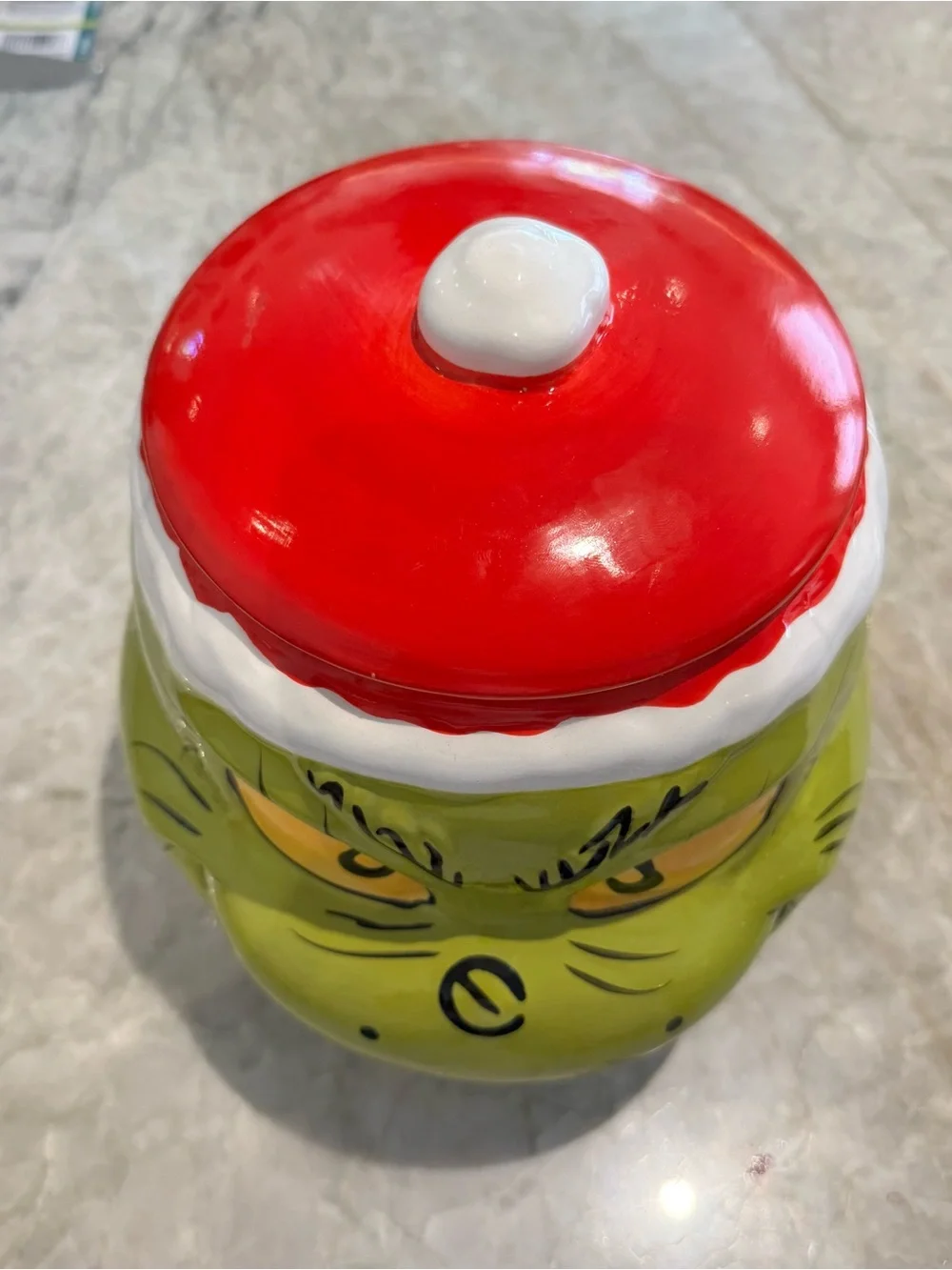 Grinch Ceramic Cookie Jar - Green & Red